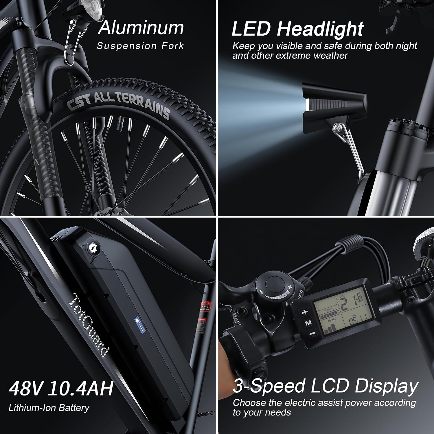 Wooken Electric Bike for Adults with 500W Motor, 27.5'' Ebike with 48V 499WH Removable Battery, Up to 55Miles Electric Mountain Bike, 19.8MPH Adults Electric Bicycle with LCD Display, 21 Speed