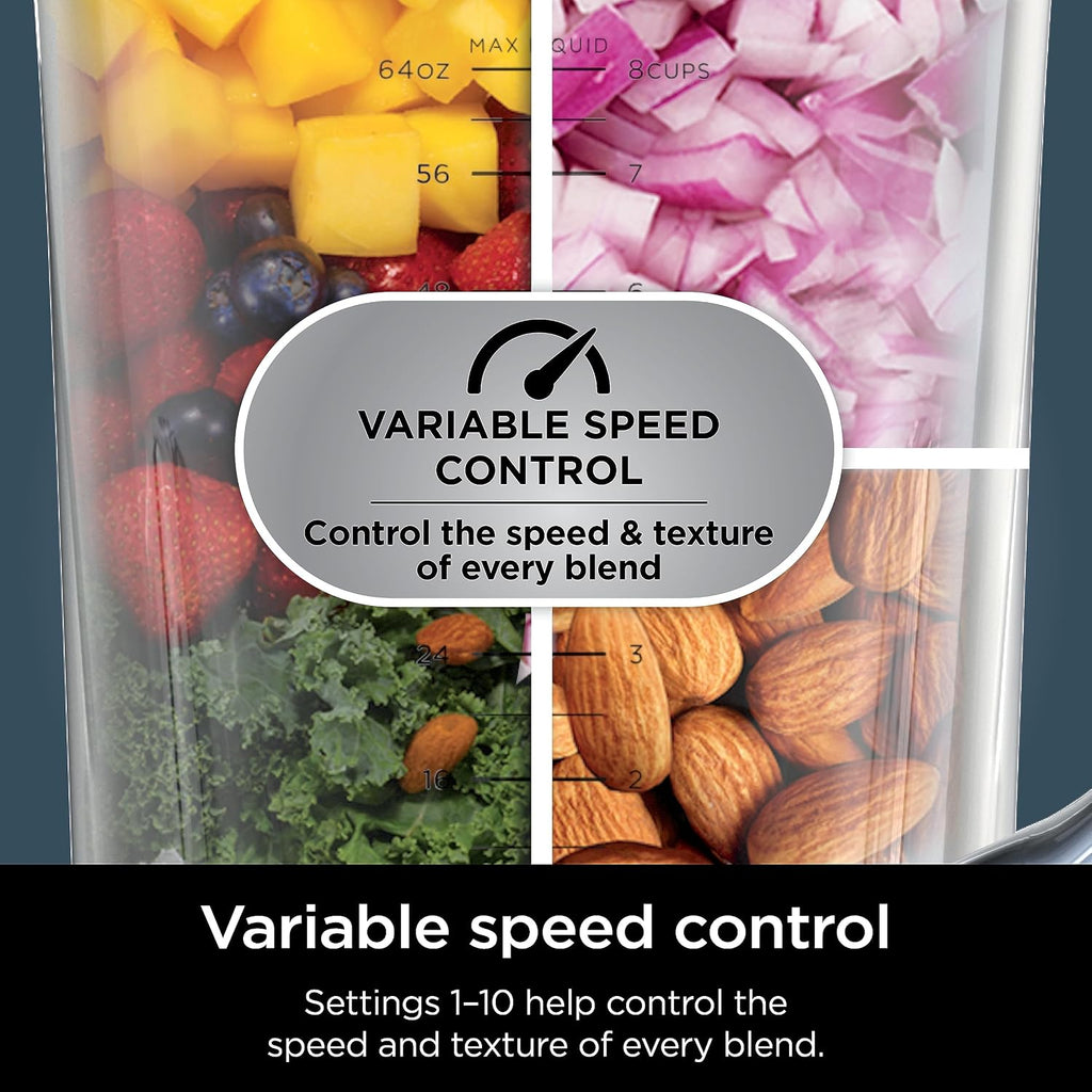 Ninja Full Size & Personal Blender I All-in-One | For-Smoothies, Food and More | BlendSense Tech I Includes 72 oz. Pitcher & (2) 24 oz. To-Go Cups with Lids | 1800 Peak Watt | Black | TB301