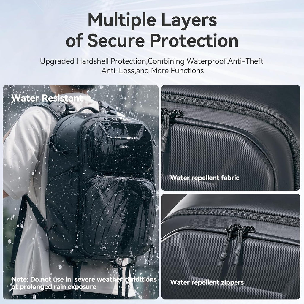 ULANZI BP10 Hardshell Camera Backpack 35L for DSLR Professional Photography Video Accessories Travel Tripod Strorage Large Splash-proof Hardshell Bag for Sony Canon Women Men w Tripod&Laptop Holder