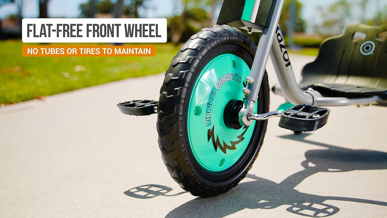 Razor RipRider 360 Mini, 360 Degrees Spinning Caster Trike, Dual Inclined Rear Casters for Easy Spinning and Drifting, Durable Welded Steel Frame and Fork, Adjustable Bucket Seat