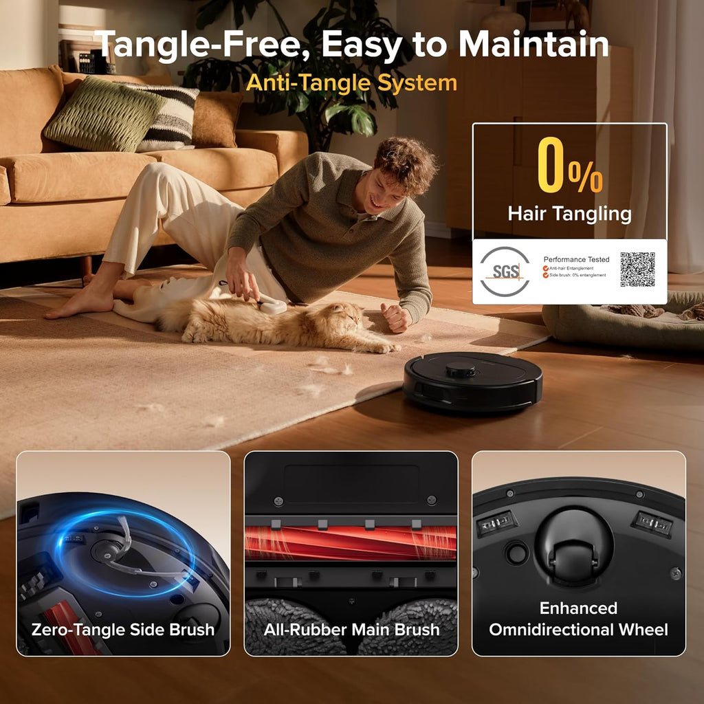 roborock Qrevo S Pro Robot Vacuum and Mop, 18,500Pa Suction, Multifunctional Dock with 167℉ Mop Self-Cleaning, Smart Obstacle Avoidance, Anti-Tangle Brush, Liftable Spinning Mop, Black
