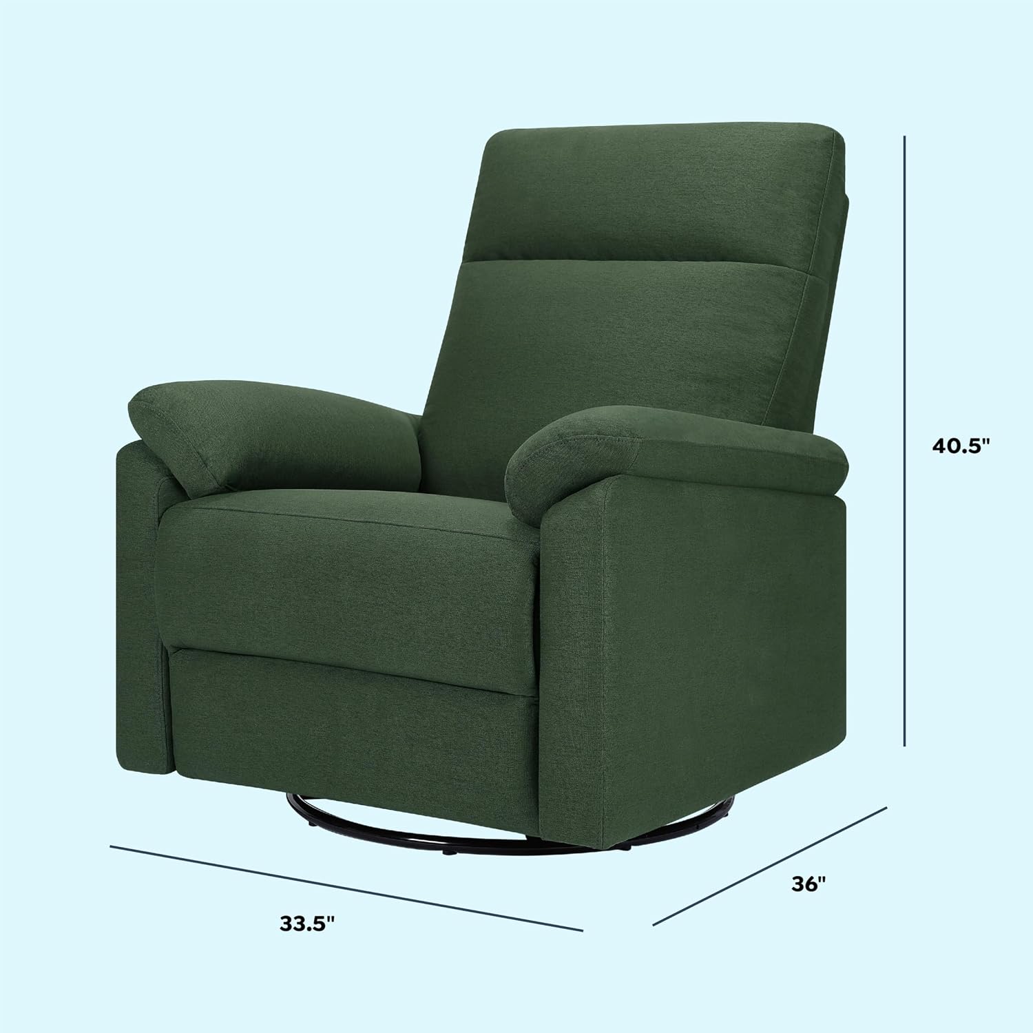Davinci Suzy Swivel Recliner in Pine Green, GREENGUARD Gold & CertiPUR-US® Certified