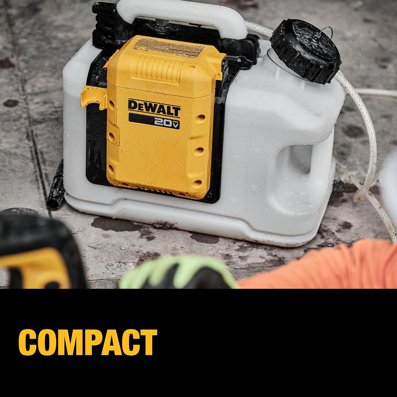DEWALT 20V MAX Powered Portable Water Tank for Job Sites, Water Based Dust Suppression, 4 Gallons (15L), Battery Not Included (DCE6820B)
