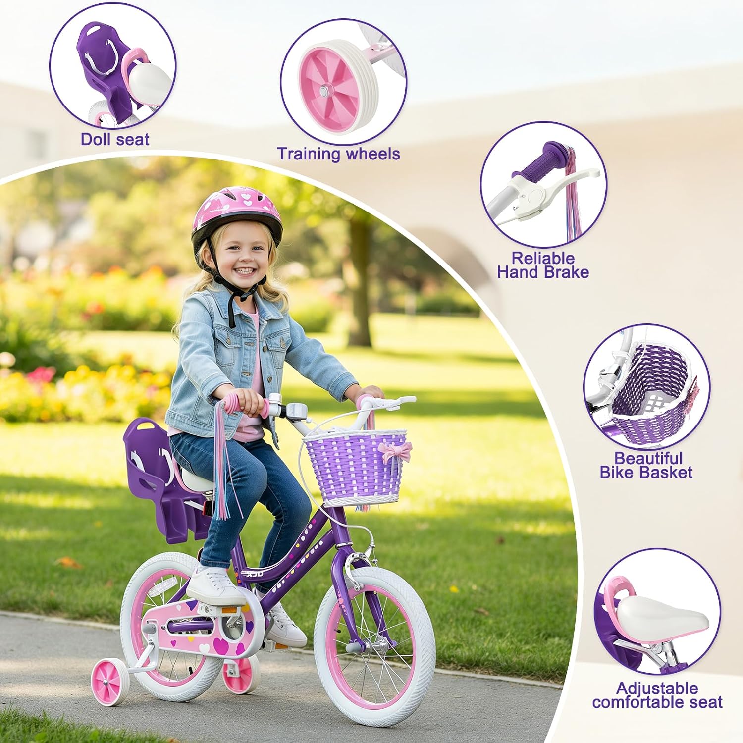 XJD Girls Bike for 2-12 Years Old Kids 12 14 16 20 Inch Toddler Bike,Retro Style Kids Bike with Training Wheels, 20 Inch Girl Bicycle with Kickstand