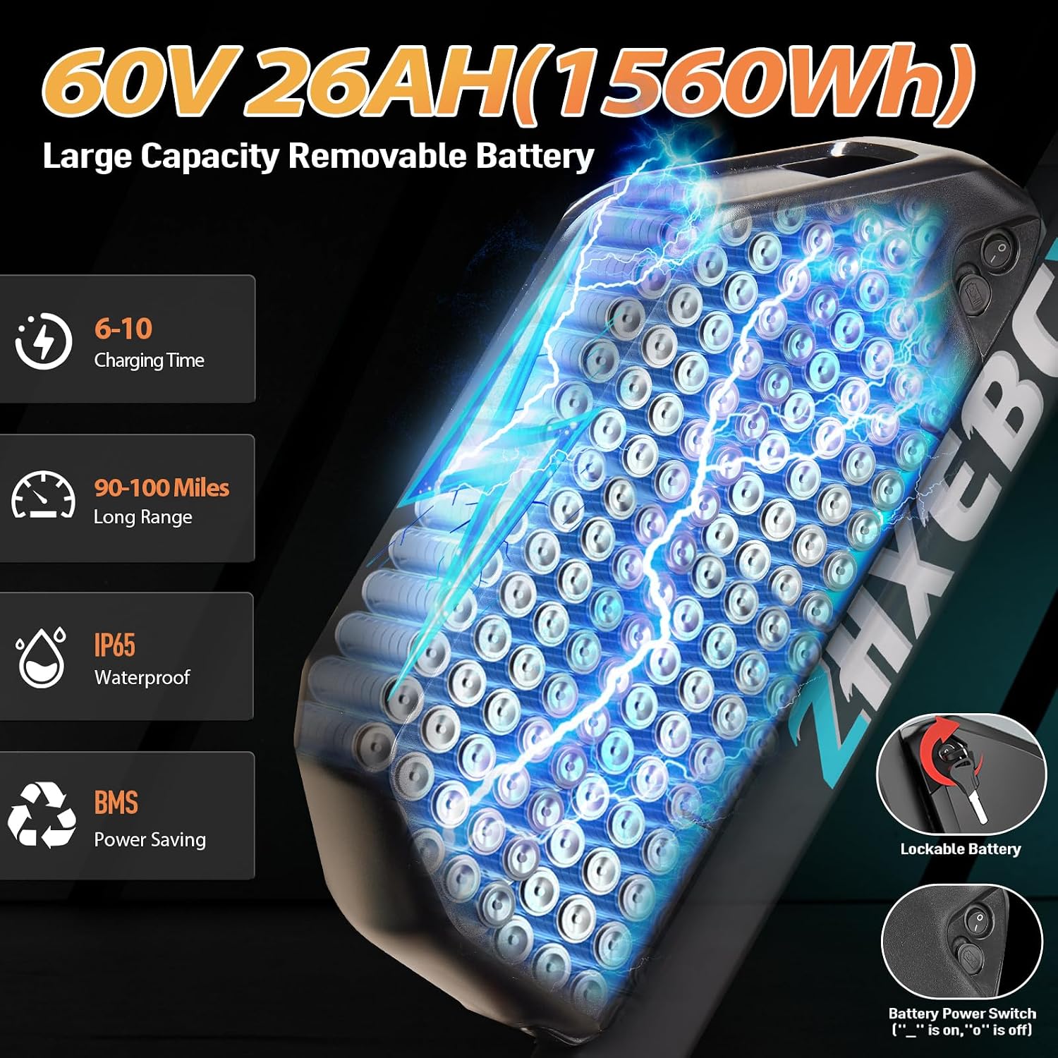9000W Peak 60V 1560Wh Battery High-Power Dual Motor Ebike, 46MPH 90-100 Miles Long Range, Fat Tire Electric Bike for Adults Men with Hydraulic Disc Brake Electric Bicycle for Off-Road (Black)