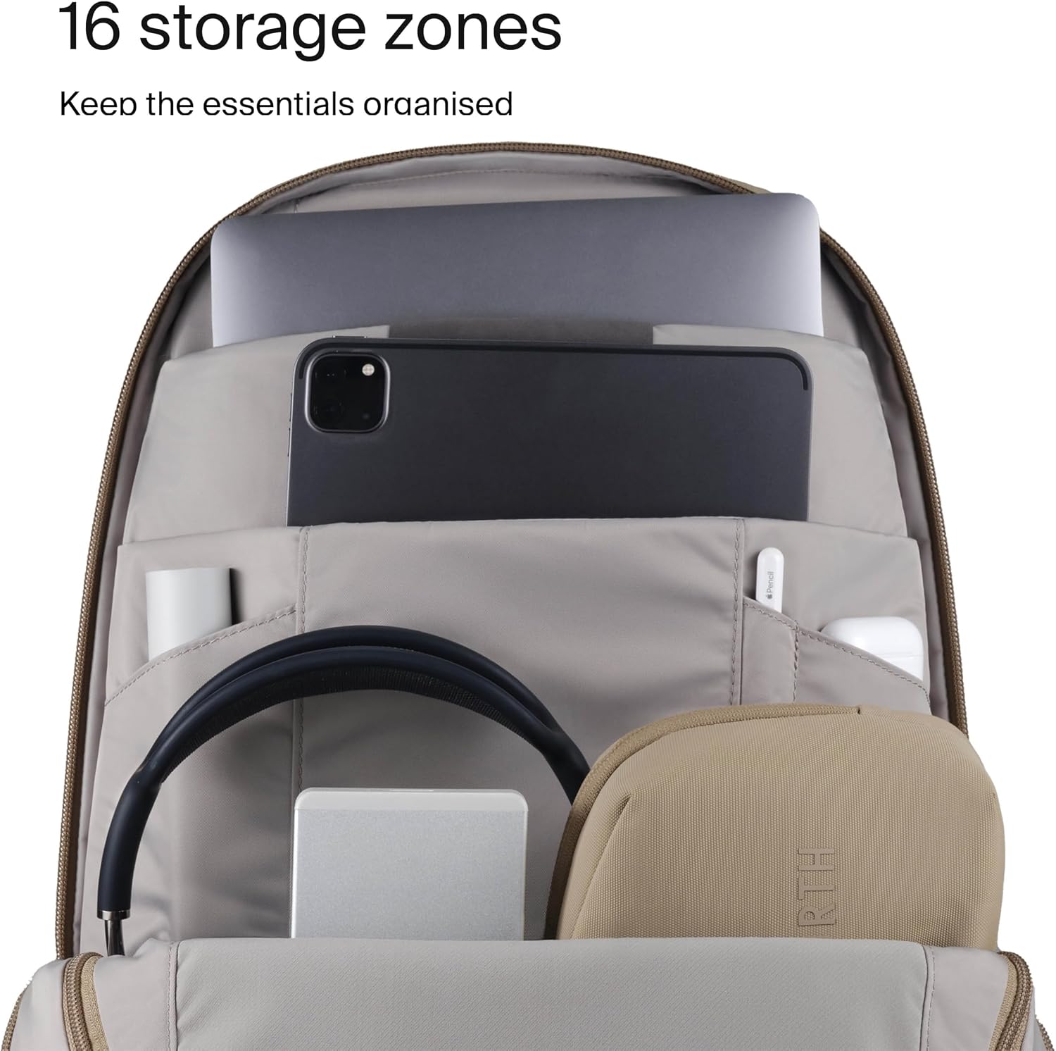 Urth Arkose 20L Modular Backpack + 3.7L Camera Insert - Water Resistant, Anti-Theft, Recycled Bag for DSLR/SLR/Mirrorless, 13-16 Inch Laptop in Beige