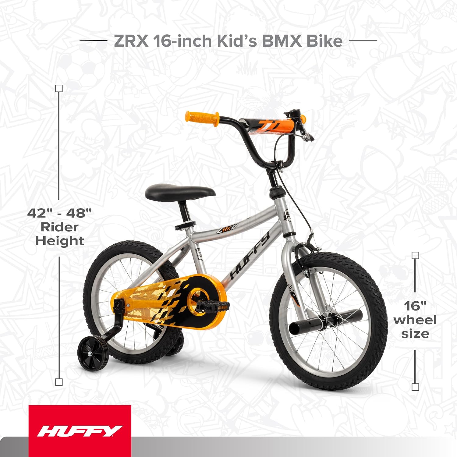 Huffy Kids 12/16 Inch Bikes, Multiple Color Options Available, Ideal for Ages 3+ Years Old, EZ Build Assembly, Removable Training Wheels, Chain Guard for Safety, Fun and Playful Designs