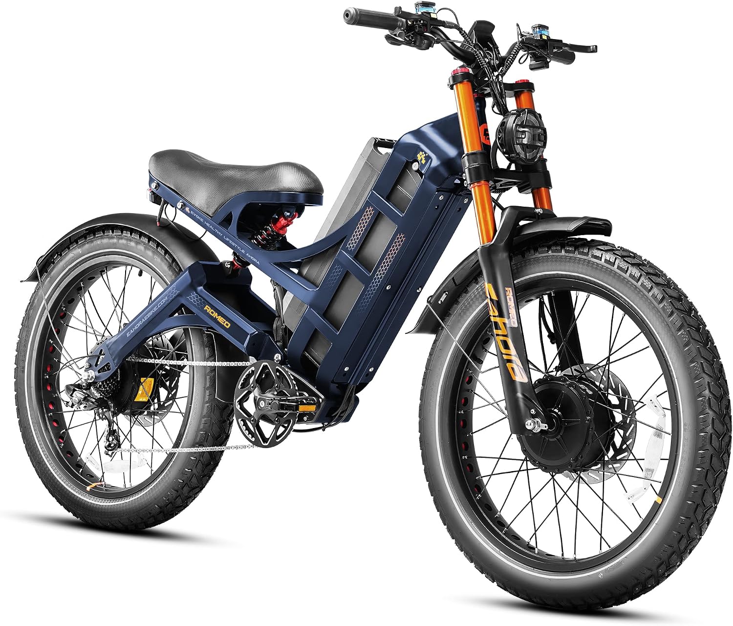 2026 eAhora Romeo Pro 3/2 50-46 Mph Electric Bike for Adults, 5600W/4000W/2500W Dual Motor Ebike 60V 80Ah/52V 70Ah Battery 200 Miles Long Range, 26*4.0'/20*4.5' Fat Tire, Full Suspension, All Terrain