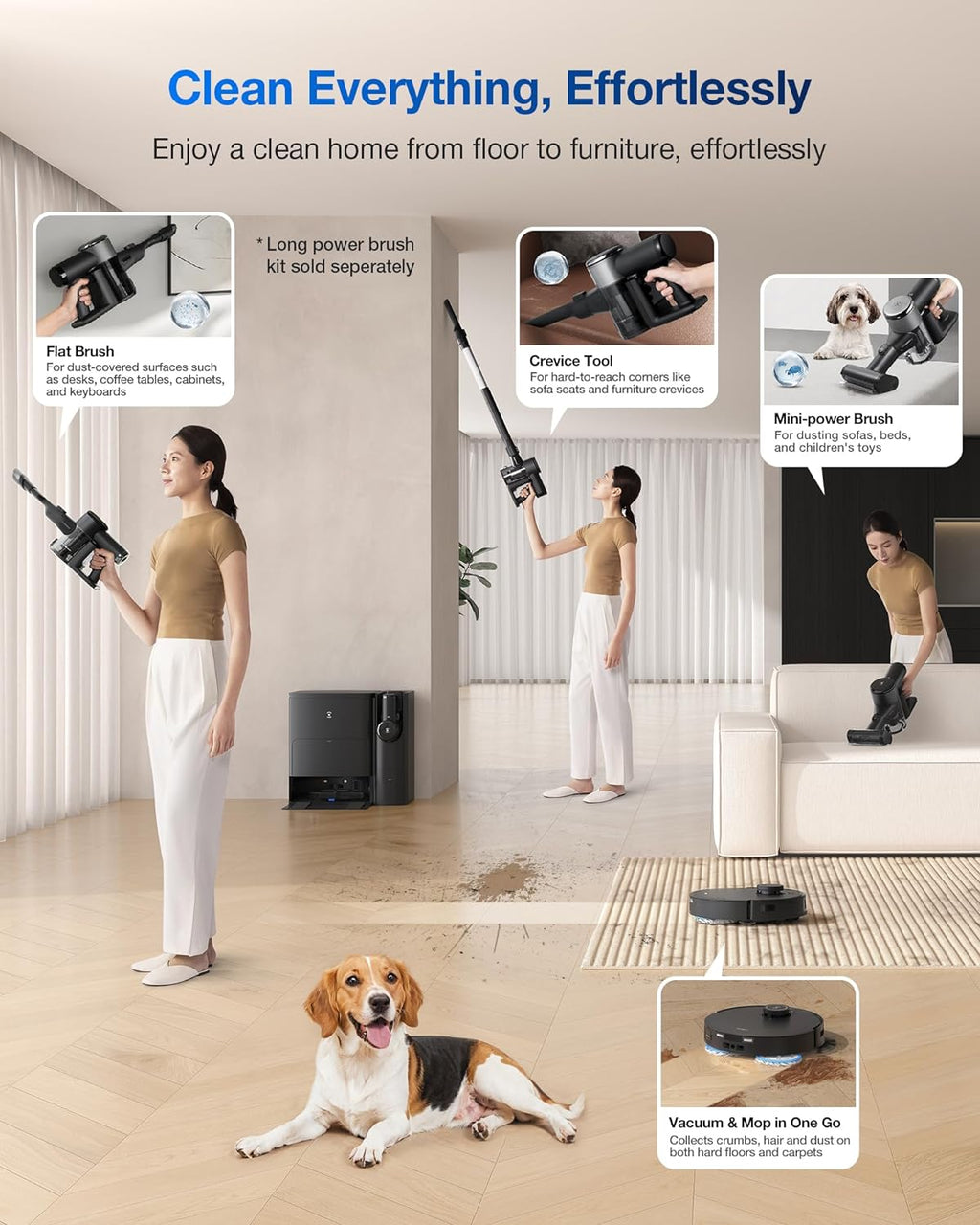 ECOVACS DEEBOT T30S Combo Robot Vacuum and Mop, All-in-One Cleaning Hub, 11000Pa, ZeroTangle Technology, TruEdge Adaptive Edge Mopping, Dual Self-Emptying, Hot Water Mop Washing, Auto-Mop Lifting