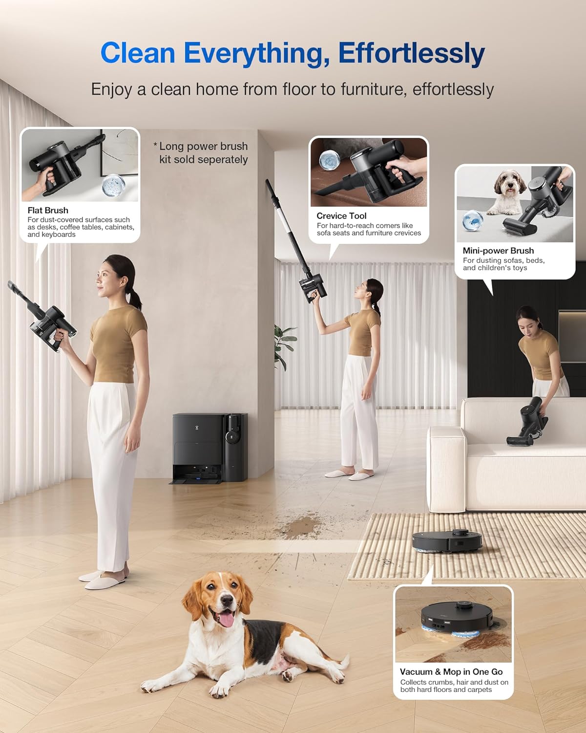ECOVACS DEEBOT T30S Combo Robot Vacuum and Mop, All-in-One Cleaning Hub, 11000Pa, ZeroTangle Technology, TruEdge Adaptive Edge Mopping, Dual Self-Emptying, Hot Water Mop Washing, Auto-Mop Lifting