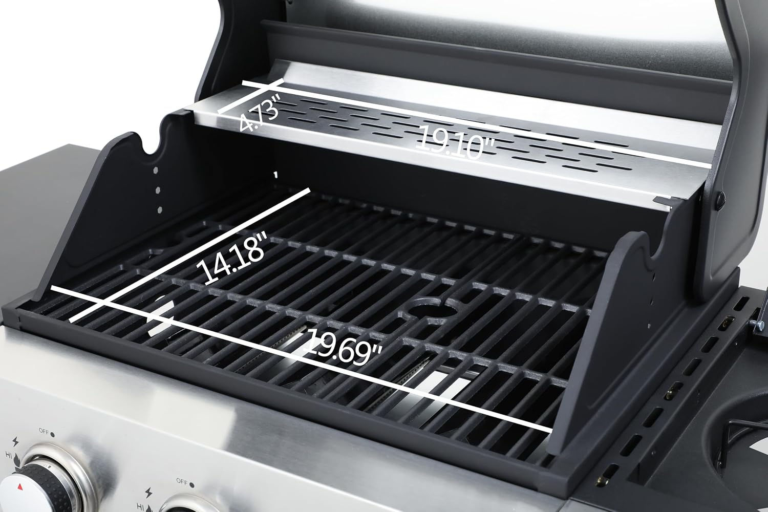 BBQ Grill, 3-Burner Propane Gas Grill with Side Burner, 37,230 BTU Output, Enameled Cast Iron Cooking Grids & Stainless Steel Front Door for Outdoor BBQ, Camping, and Family Gatherings