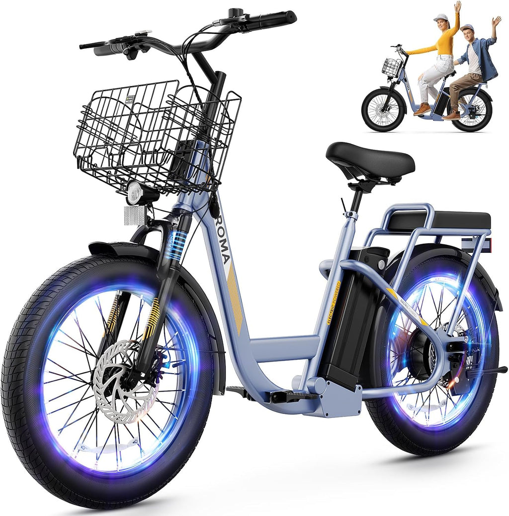 Caroma Peak 1200W/800W/500W/ Electric Scooter with Seat, 20' Off-Road Tires, 15/25/30Miles Range, 20MPH Top Speed, Adjustable Electric Scooter for Adults with Basket, Adults Ebike for Commuting
