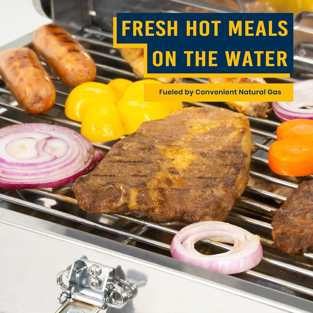 Tabletop Gas Grill Stainless Steel Portable Propane Grill with Legs for Outdoor Patio Backyard Camping, Tailgating, and RV Trips