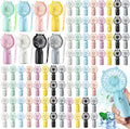 Glooglitter 80 Pcs Mini Portable Fans Bulk Handheld Battery Operated Fan with Lanyard for Makeup Eyelash, Cooling Lightweight Pocket Personal Fans for Indoor Outdoor Travel Use (8 Mixed Colors)