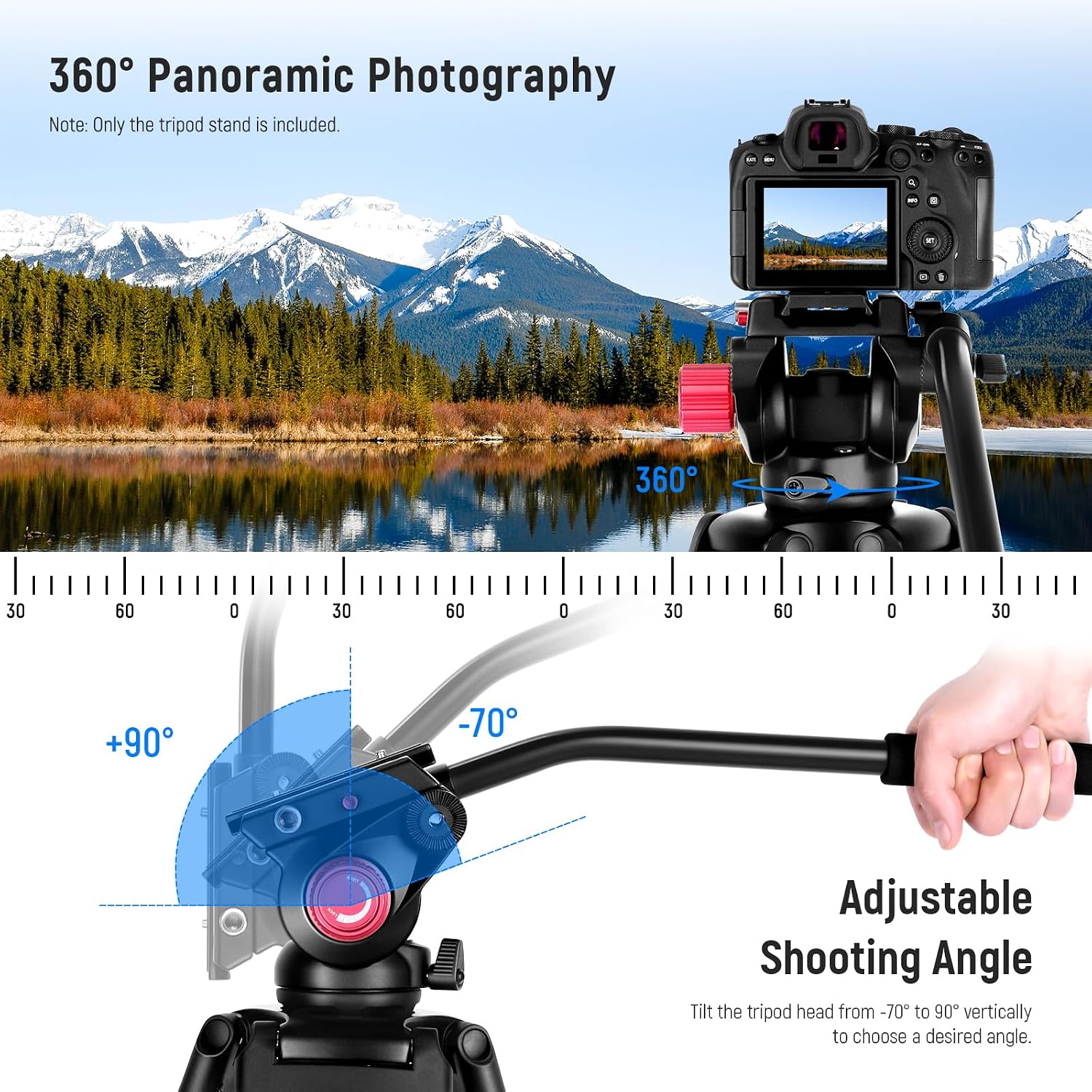 NEEWER 79'/200cm Video Tripod, Heavy Duty Aluminum Alloy Camera Tripod Stand with 360° Fluid Drag Head, QR Plate Compatible with Canon Nikon Sony and Other DSLR Camera Camcorder, Load Up to 17.6lb/8kg