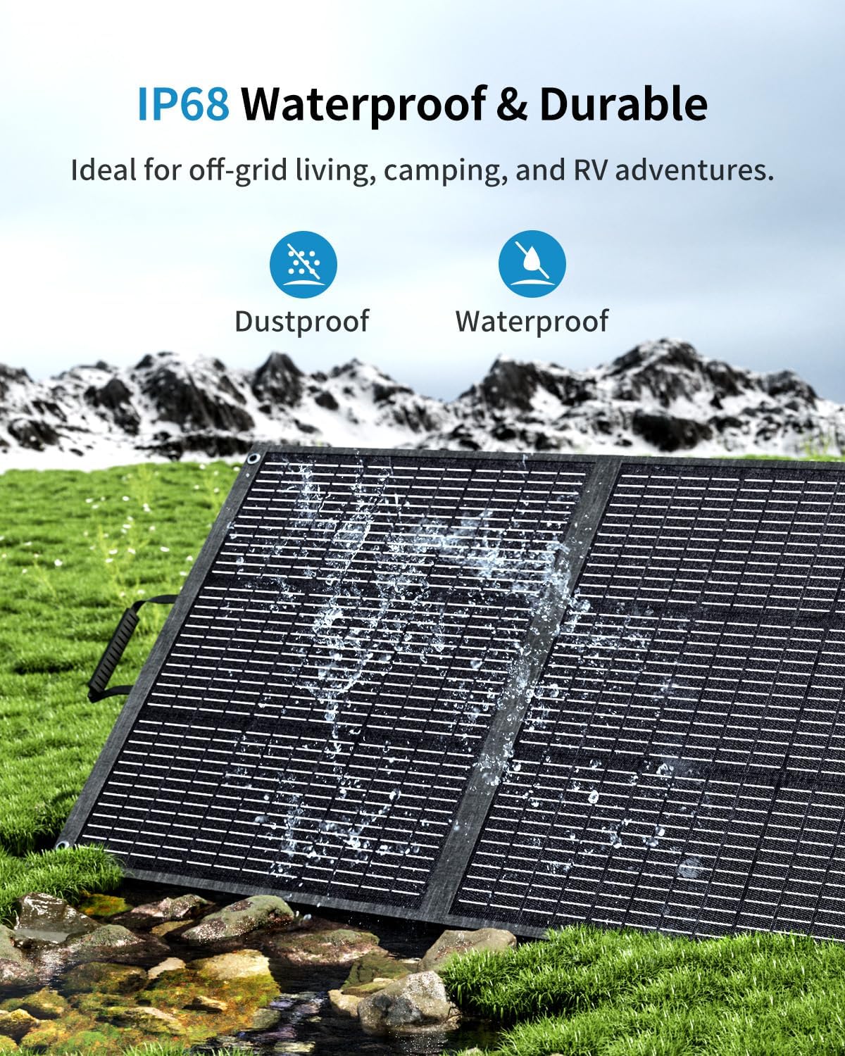 200W Portable Solar Panel with Kickstand, Foldable & Durable, 23.5% High Efficiency, Waterproof IP68 for Power Station Off Grid Outdoor Adventures Camping RV Road Trip Home (200W Solar Pannel)
