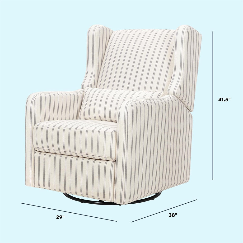 Carter's by Davinci Arlo Recliner and Swivel Glider in Performance Charcoal Double Stripe Linen, Water Repellent, Greenguard Gold & CertiPUR-US Certified Charcoal Double Stripe