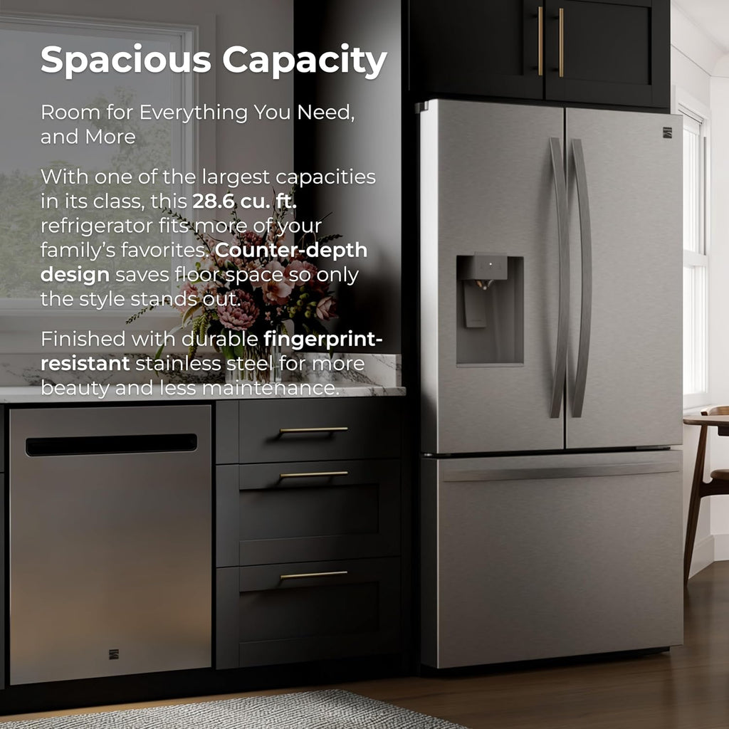 Kenmore 36' French Door Refrigerator with Freezer - Accela Chill, Adjustable Shelving, Dual Evaporator, ENERGY STAR Certified, 28.6 cu. ft. Capacity - Fingerprint Resistant Stainless Steel