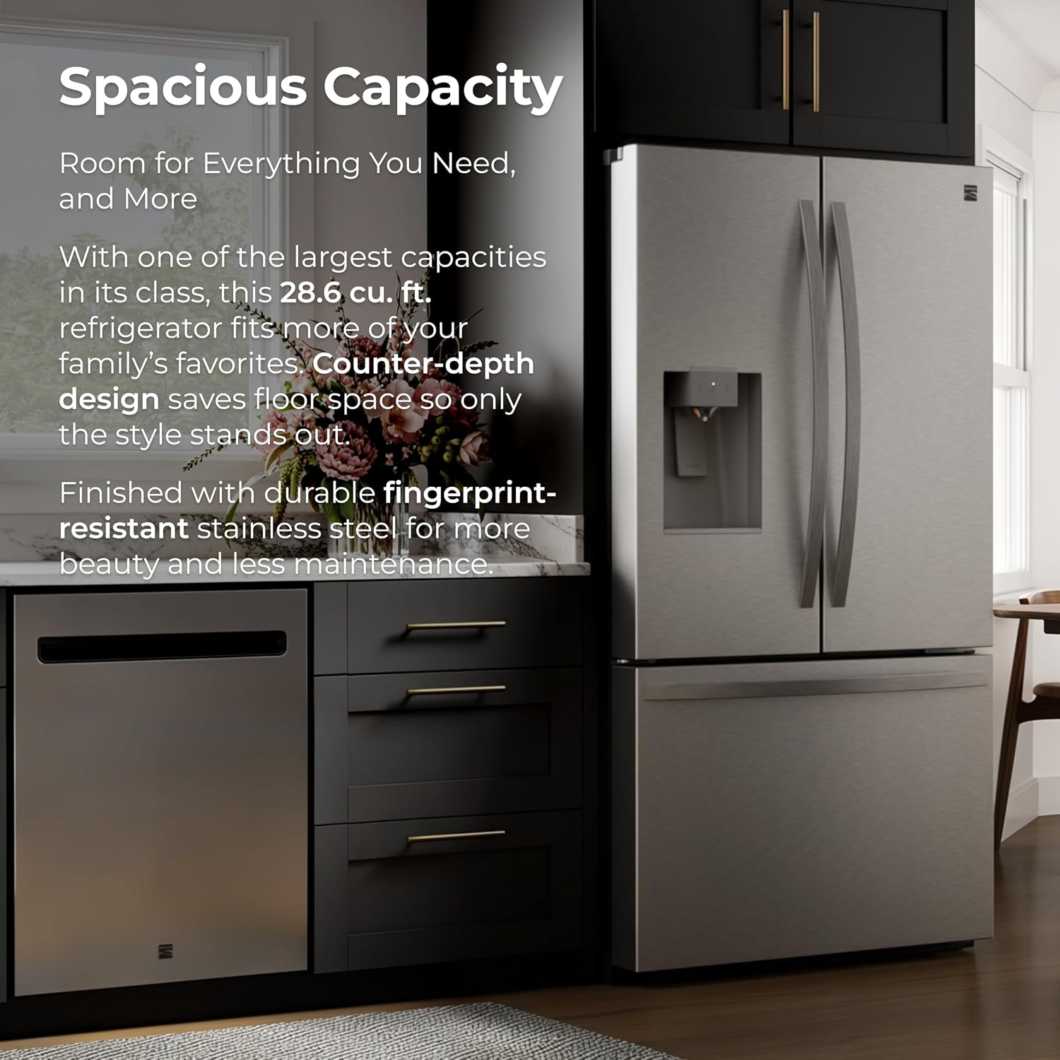 Kenmore 36' French Door Refrigerator with Freezer - Accela Chill, Adjustable Shelving, Dual Evaporator, ENERGY STAR Certified, 28.6 cu. ft. Capacity - Fingerprint Resistant Stainless Steel