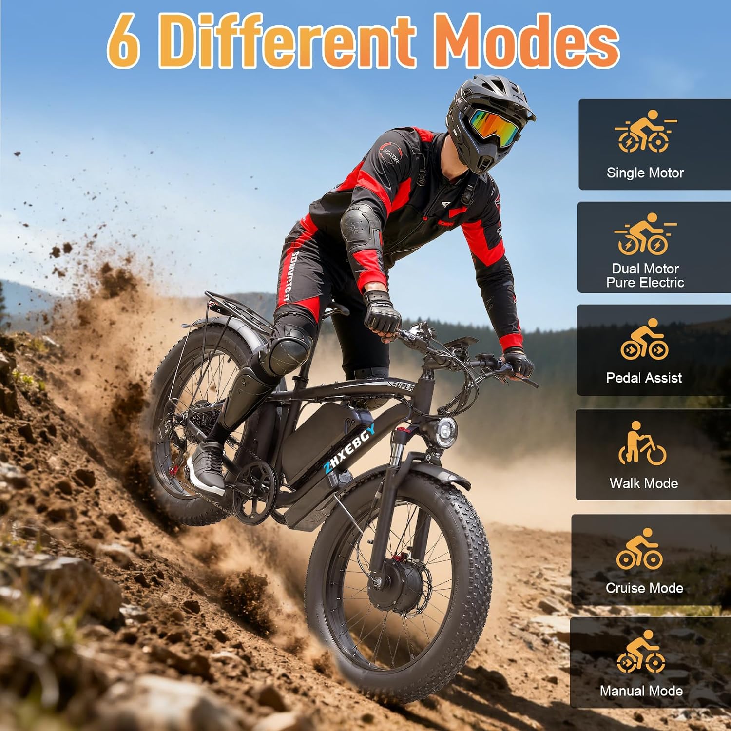 9000W Peak 60V 1560Wh Battery High-Power Dual Motor Ebike, 46MPH 90-100 Miles Long Range, Fat Tire Electric Bike for Adults Men with Hydraulic Disc Brake Electric Bicycle for Off-Road (Black)