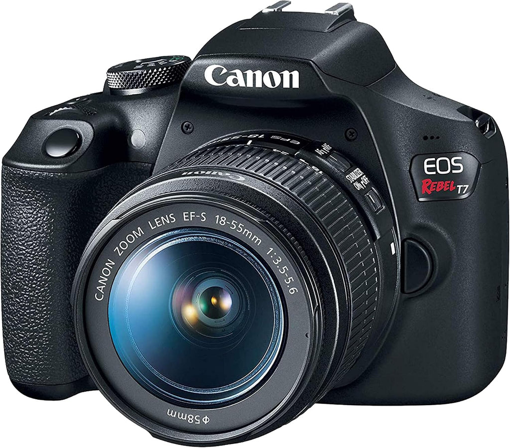Canon EOS Rebel T7 DSLR Camera with 18-55mm Zoom Lens + Platinum Mobile Accessory Bundle Package Includes: SanDisk 64GB Card, Tripod, Case, Pistol Grip and More (21pc Bundle) (Renewed)