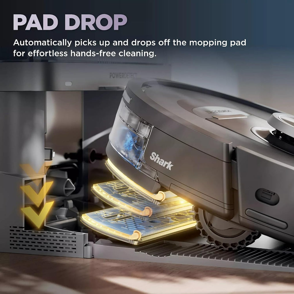 Shark R-RV2820YE PowerDetect 2-in-1 Robot Vacuum and Mop with NeverTouch™ Base, Gaia Grey - Certified Refurbished