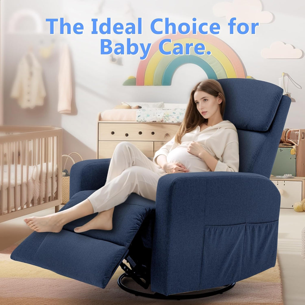 Korser Power Swivel Recliner Chairs for Adults, Electric Glider Rocking Chair Nursery, Glider Recliner Nursery Chair with Classified Side Pocket, Nursery Rocking Chairs with USB and Type-C Ports