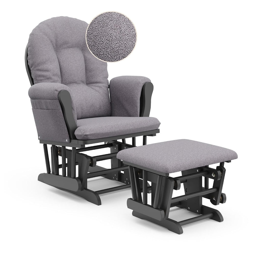 Storkcraft Premium Hoop Glider & Ottoman (Gray/Gray Swirl) — GREENGUARD Gold Certified Nursery Glider, Solid Wood Craftsmanship, Smooth-Gliding Nursery Chair and Ottoman, Award-Winning
