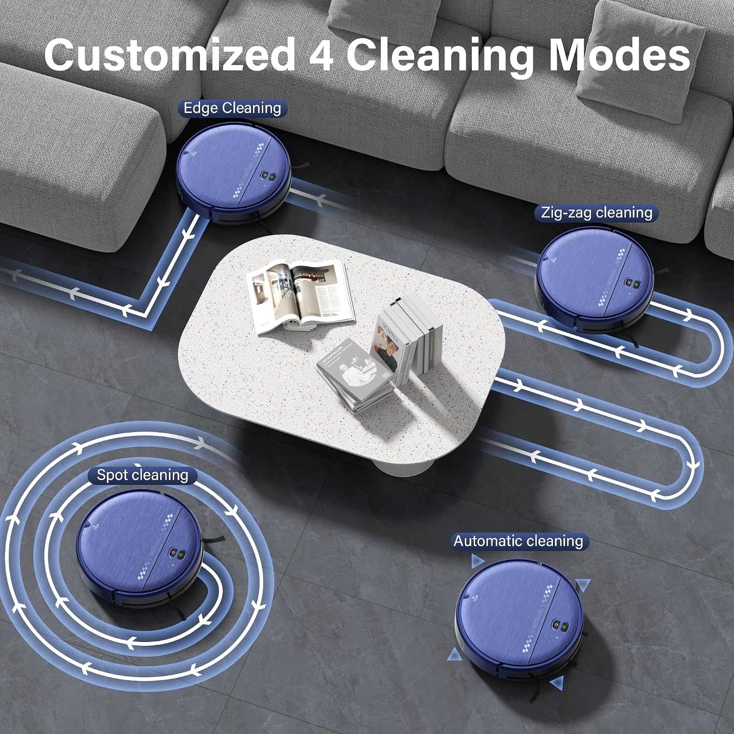 Robot Vacuum and Mop for Pet Hair, 2-in-1 Robot Vacuum Cleaner for Hard Floors&Carpets with 2.87'' Slim Design, Wi-Fi/App/Voice Control, 3D Obstacle Avoidance & Self-Charging