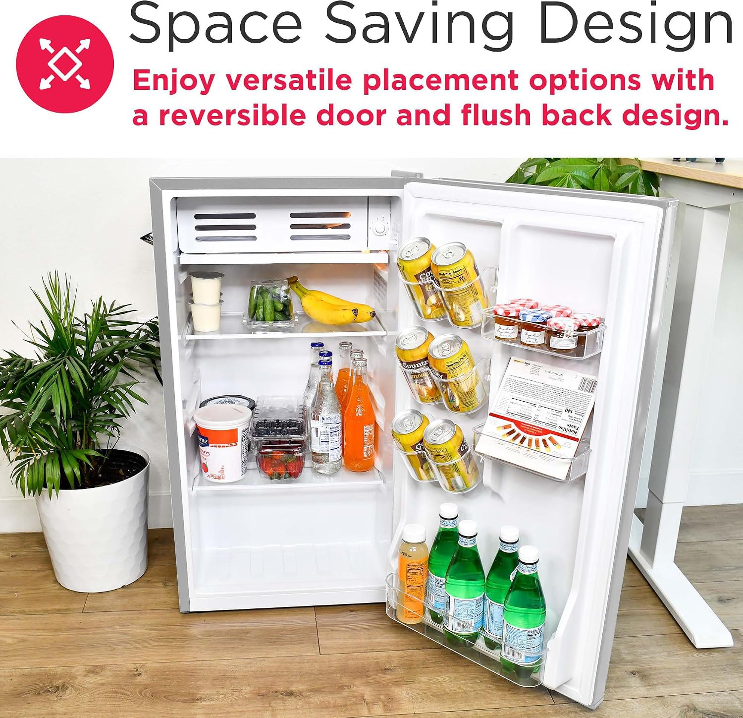 Frigidaire Retro Compact Fridge with Chiller, 3.2 cu ft Countertop Fridge with Built-In Bottle Opener, Compact Refrigerator for Office, Bedroom, Dorm Room or Cabin - 16.5'D x 19'W x 31'H (Moonbeam)