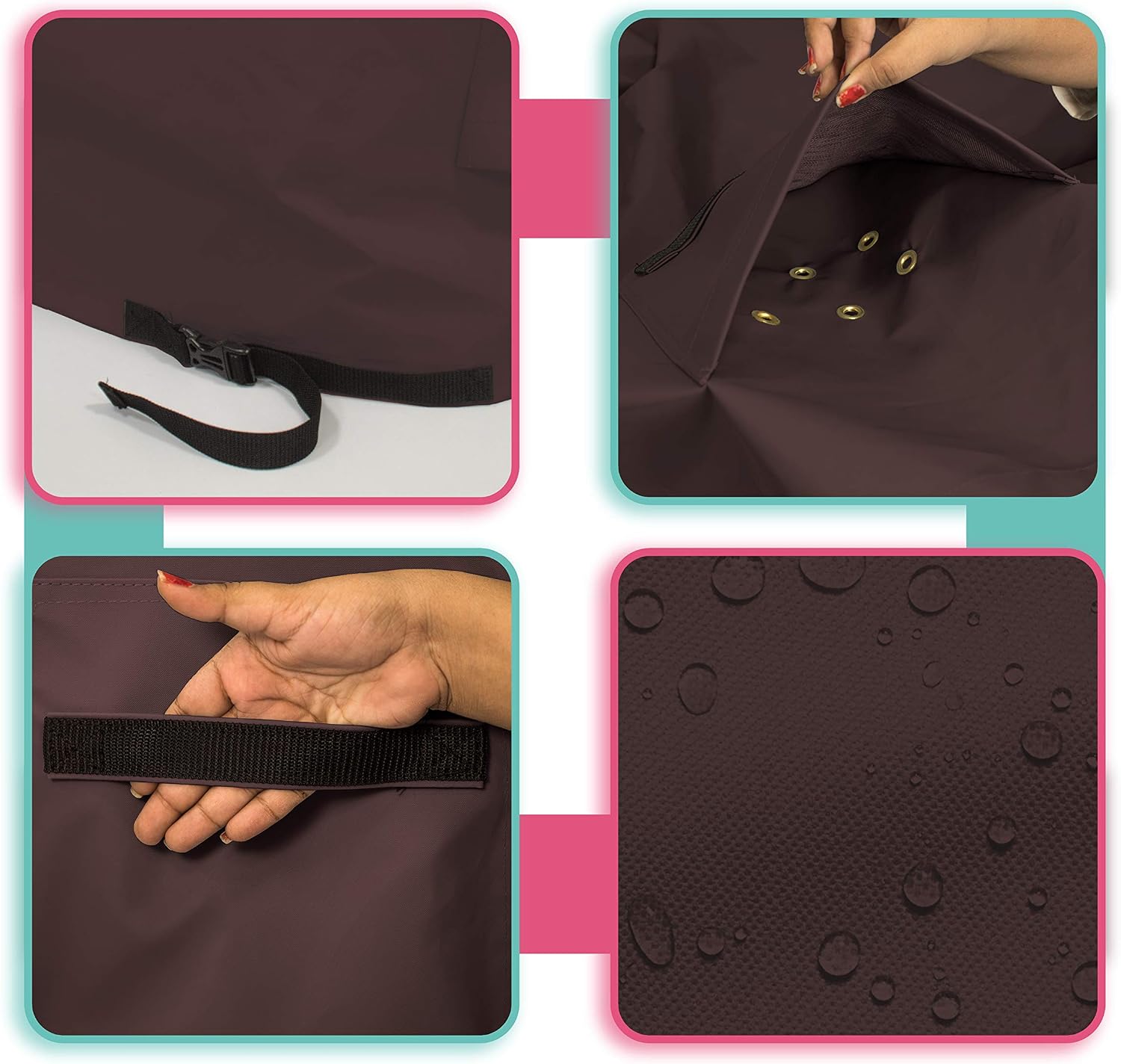 Covers & all Poker Table Cover 12 Oz Waterproof - 100% Weather Resistant Outdoor Game Table Cover with Elastic at 4 Sides (96' W x 44' D x 8' H Inches, Coffee)