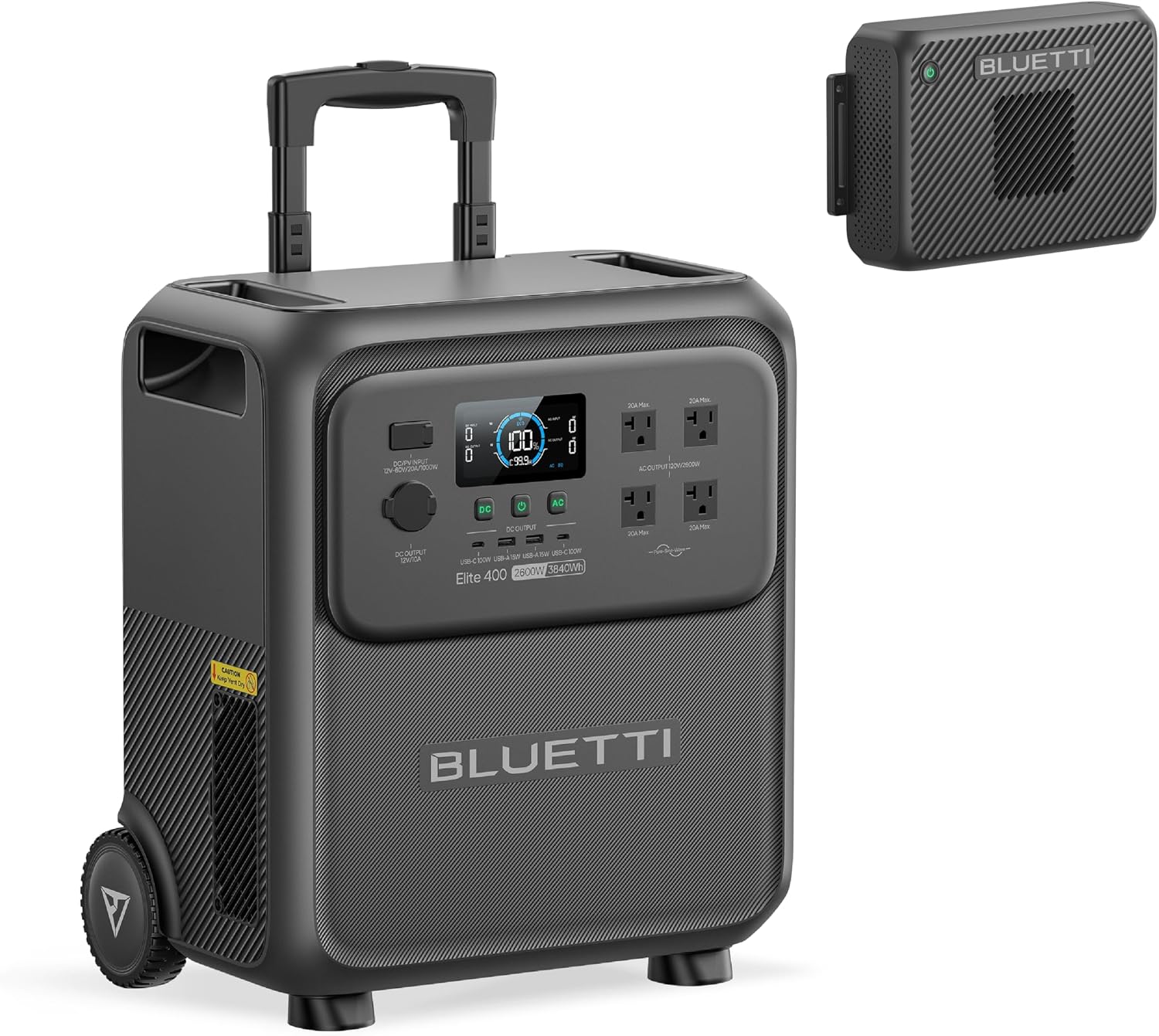 BLUETTI Elite 400 Portable Power Station with Charger 2 (Ship Separately), 1000W DC-DC Alternator Charger, 4.2H Full Charge via Car, 3840Wh 2600W LFP Batttery Backup for Home Backup, Outage, RV Life