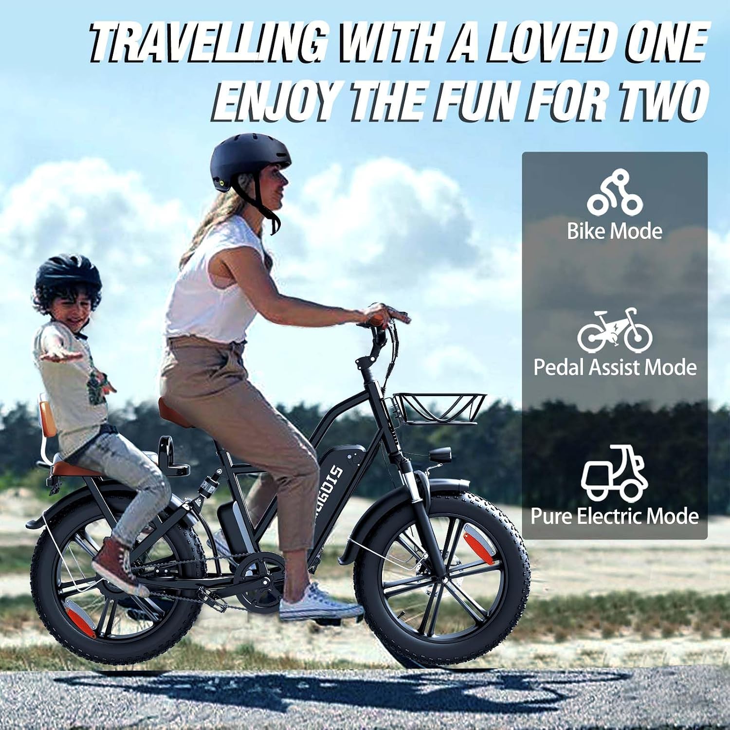 GugoIs 2 Seater Electric Bike for Adults, 750/1000W & 28/30 MPH E-Bike with 748.8/960 Wh Removable Battery, 16/20' Commuter Ebikes, 25-60 Miles, Full Suspension Adults Electric Bicycles