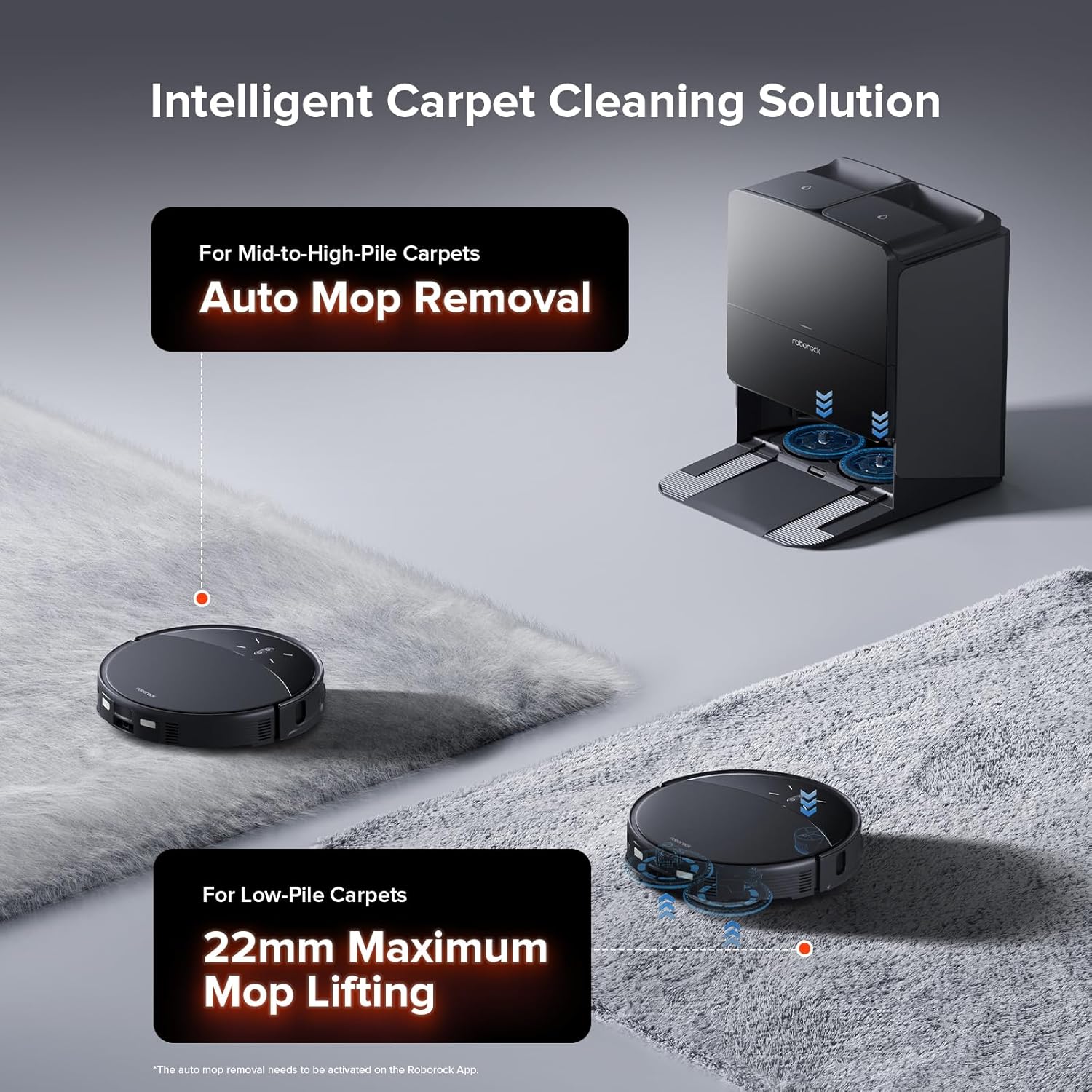 roborock Saros 10R Robot Vacuum and Mop, 22,000 Pa Suction, Zero-Tangling, 3.14'' Ultra Slim, FlexiArm Riser Technology for Carpet & Floor, Corner & Edge Cleaning, Self-Emptying, Hot Air Drying, Black
