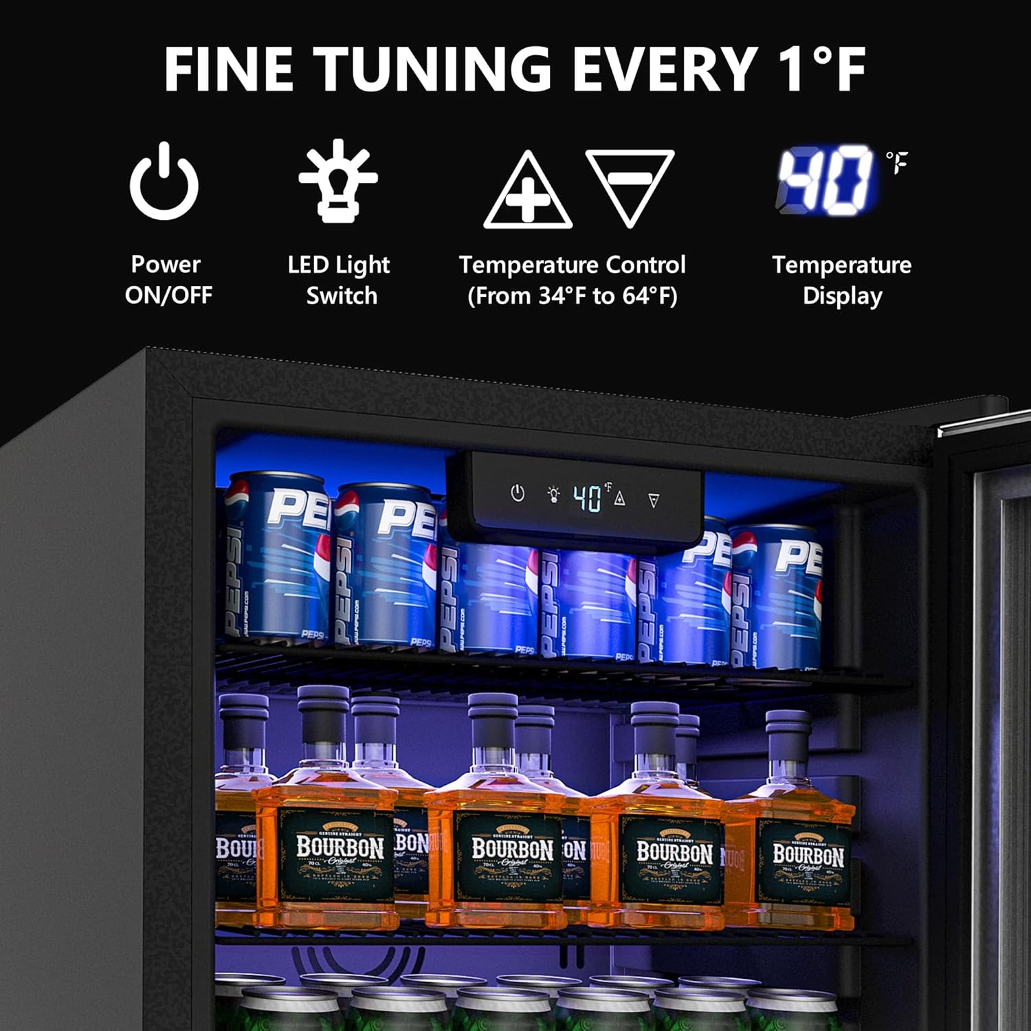 Icyglee Beverage Refrigerator Cooler - 126 Can Mini Fridge with Glass Door for Soda Beer or Wine, Beverage Cooler for Home, Office, Bar with Adjustable Removable Shelves, Silver