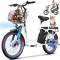 Caroma Peak 1200W/800W/500W/ Electric Scooter with Seat, 20' Off-Road Tires, 15/25/30Miles Range, 20MPH Top Speed, Adjustable Electric Scooter for Adults with Basket, Adults Ebike for Commuting