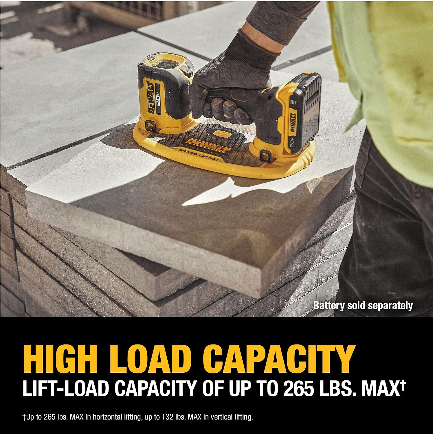 DEWALT 20V MAX Cordless GRABO Suction Lifter, Bare Tool Only, Lift-load Capacity of Up to 265 lbs. (DCE592B)