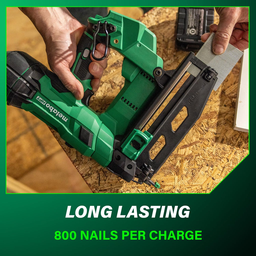 Metabo HPT 18V MultiVolt Brushless Pro 16-GA Straight Finish Nailer Kit, 16 Gauge Finish Nailer, Power Tool with 2.0Ah Lithium Ion Battery, 1' to 2-1/2' Nails, Powerful Brushless Motor, NT1865DSA