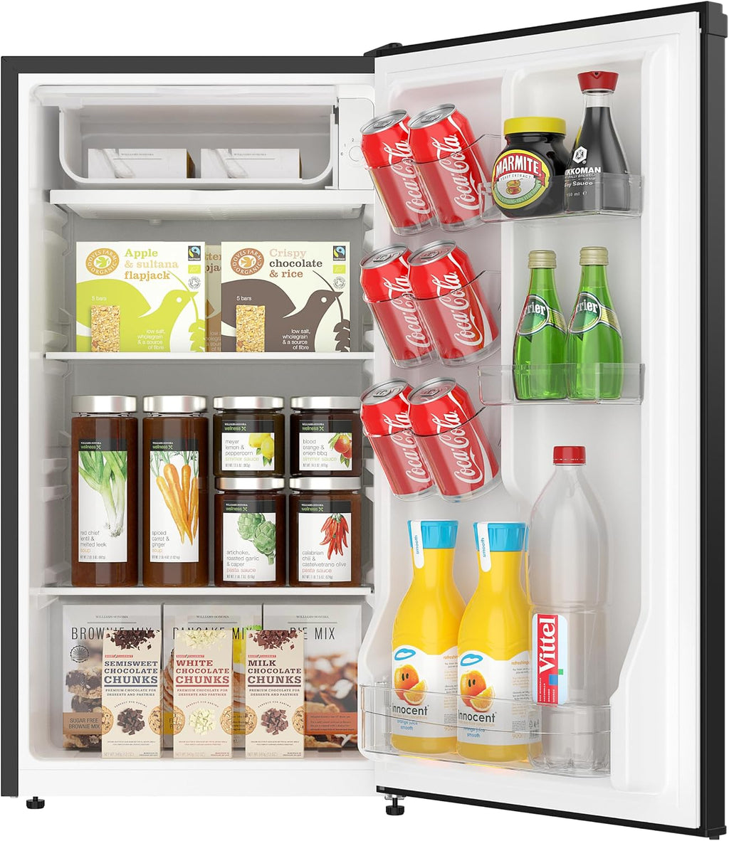 ARCTIC CHEF ACFR335, 3.2 Cu Ft Compact Design Mini Fridge with Freezer, Stainless, Black SS