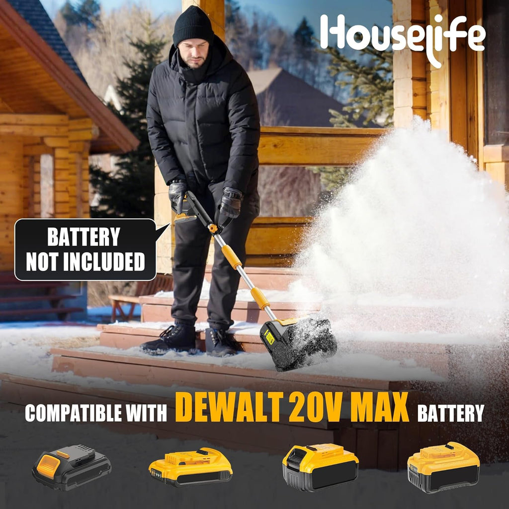 Cordless Snow Shovel Compatible with DeWalt 20V MAX Battery (Tool Only), 11' Lightweight Electric Snow Blower with 20FT Max Throw & Adjustable Handle, Snow Thrower for Driveway, Deck, Patio & Steps