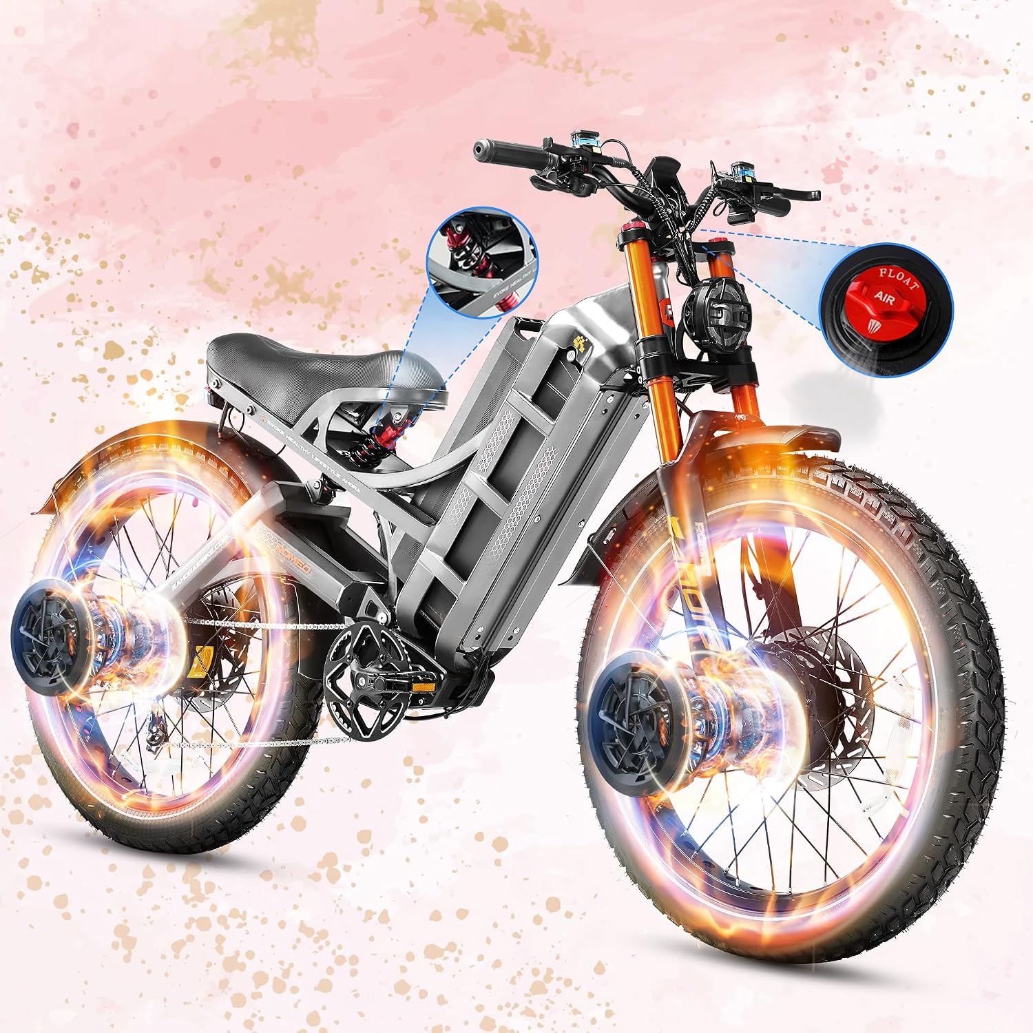 eAhora 2026 Romeo Pro 3/2 50-46Mph Electric Bike for Adults 5600W/4000W/2500W Dual Motor Ebike 60V/80Ah 52V/70Ah Long Range Fat Tire Full Suspension Electric Mountain Bicycle