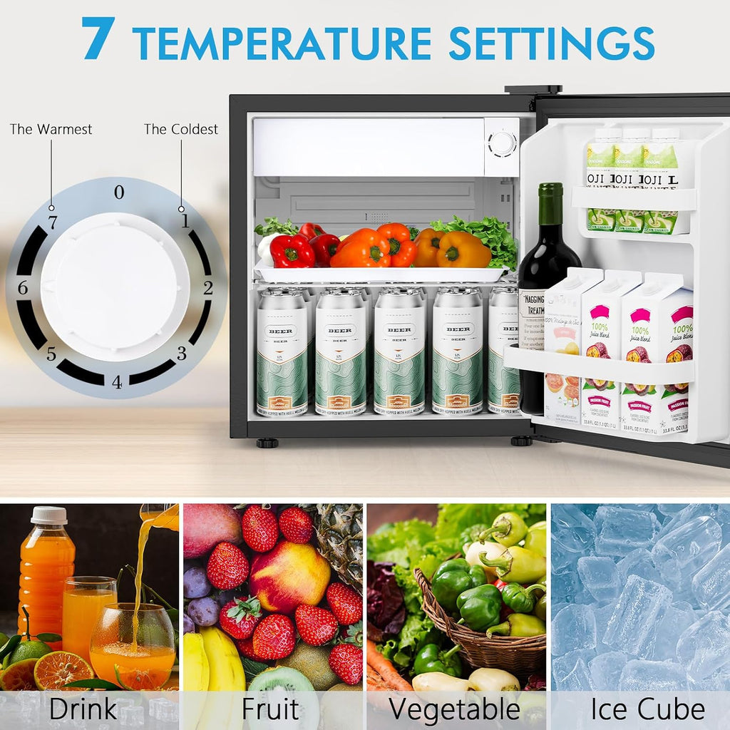 COWSAR 1.6 Cu.Ft Compact Fridge with Freezer, Compact Refrigerator with 7 Temperature Settings, Energy-efficient Low Noise Small Refrigerator Suitable For Dorm, Office, Bar, RV, Bedroom,Commercial