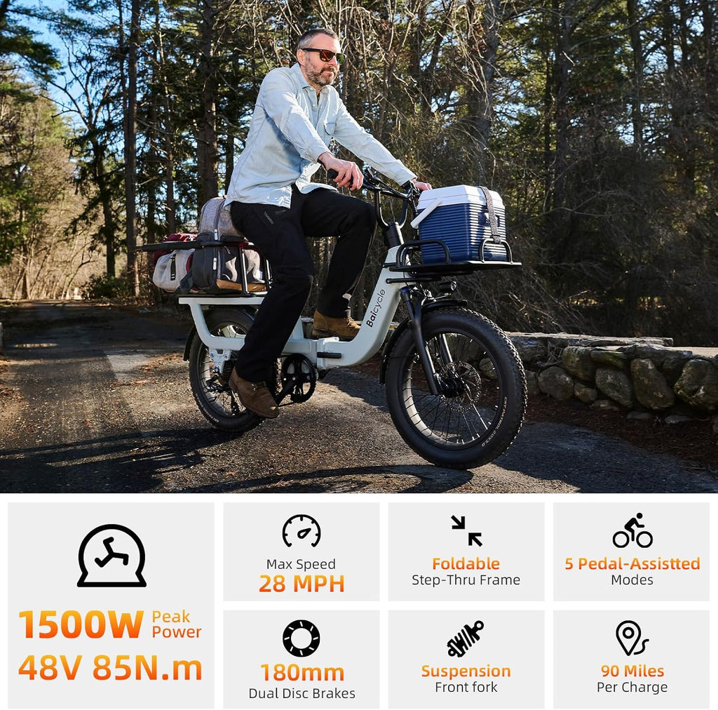 28 MPH Electric Bikes for Adults 20 x 3 inch Fat Tire Ebike with 90 Miles(PAS) Long Range 48V Removable Battery E-Bike 7 Speed Step Thru Electric Bicycle