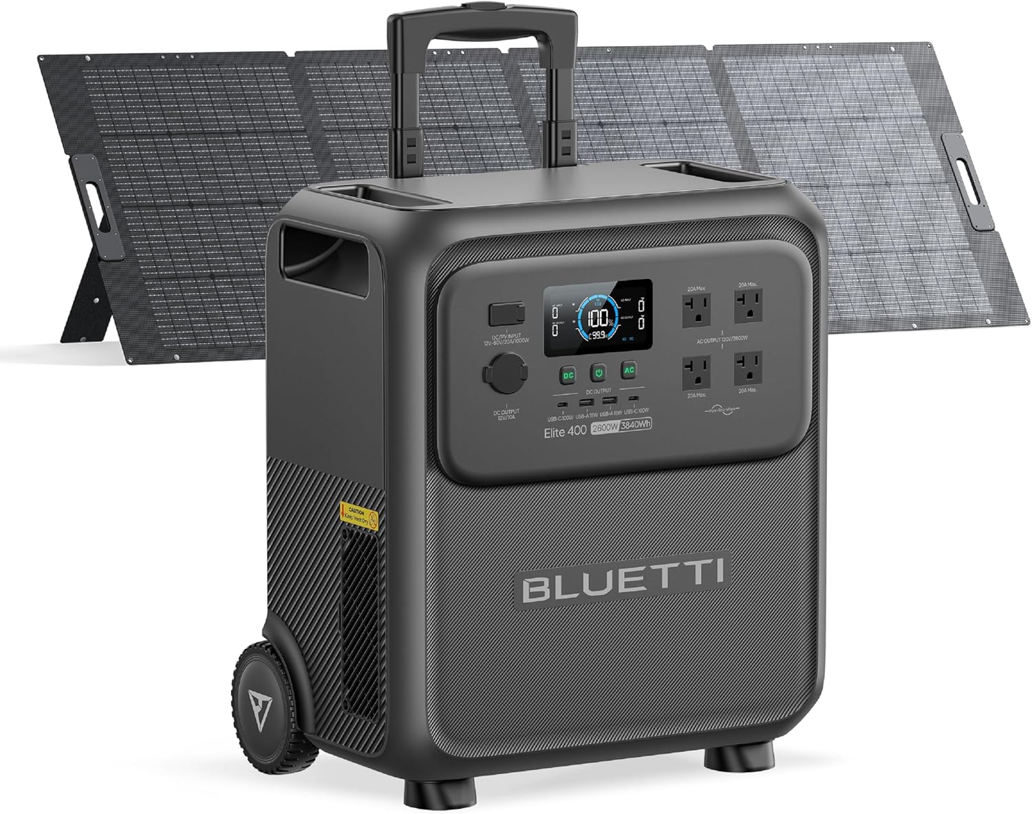 BLUETTI Elite 400 Solar Generator with 350W Solar Panel Included (Ship Separately), 3840Wh LFP Batttery Backup with 2600W AC Outlets (3900W Power Lifting) for Home Backup, Outage, RV Life, Camping