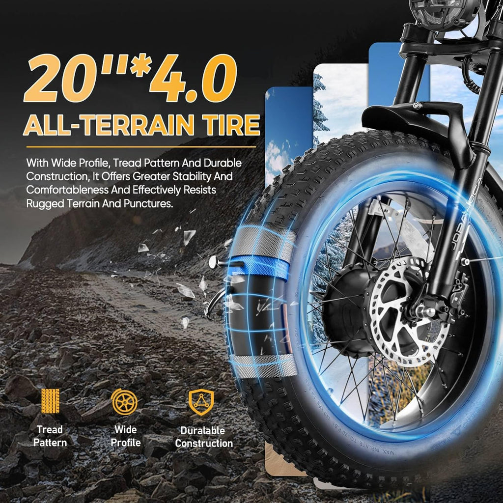 eAhora Terra/Luna [2025] Dual Motor Electric Bike for Adult, 3000W/1500W | 33MPH | 20/15Ah | 80 Miles Long Range | 20'*4.0 Fat Tires | Full Suspension | for Coummute | Delivery | Women | Men