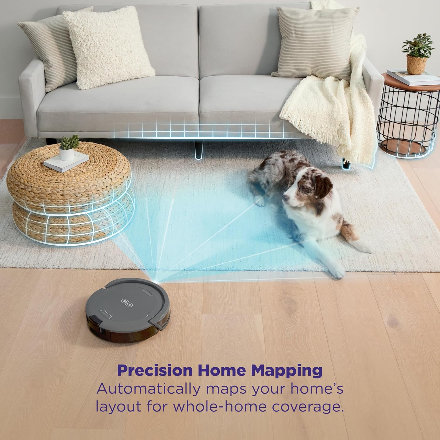 Shark Navigator Robot Vacuum with SmartPath Navigation and Self-Cleaning Brushroll, Powerful Suction, Pet Hair Pickup, Anti-Hair Wrap, for Carpets & Hard Floors, Steel Grey, RV2110