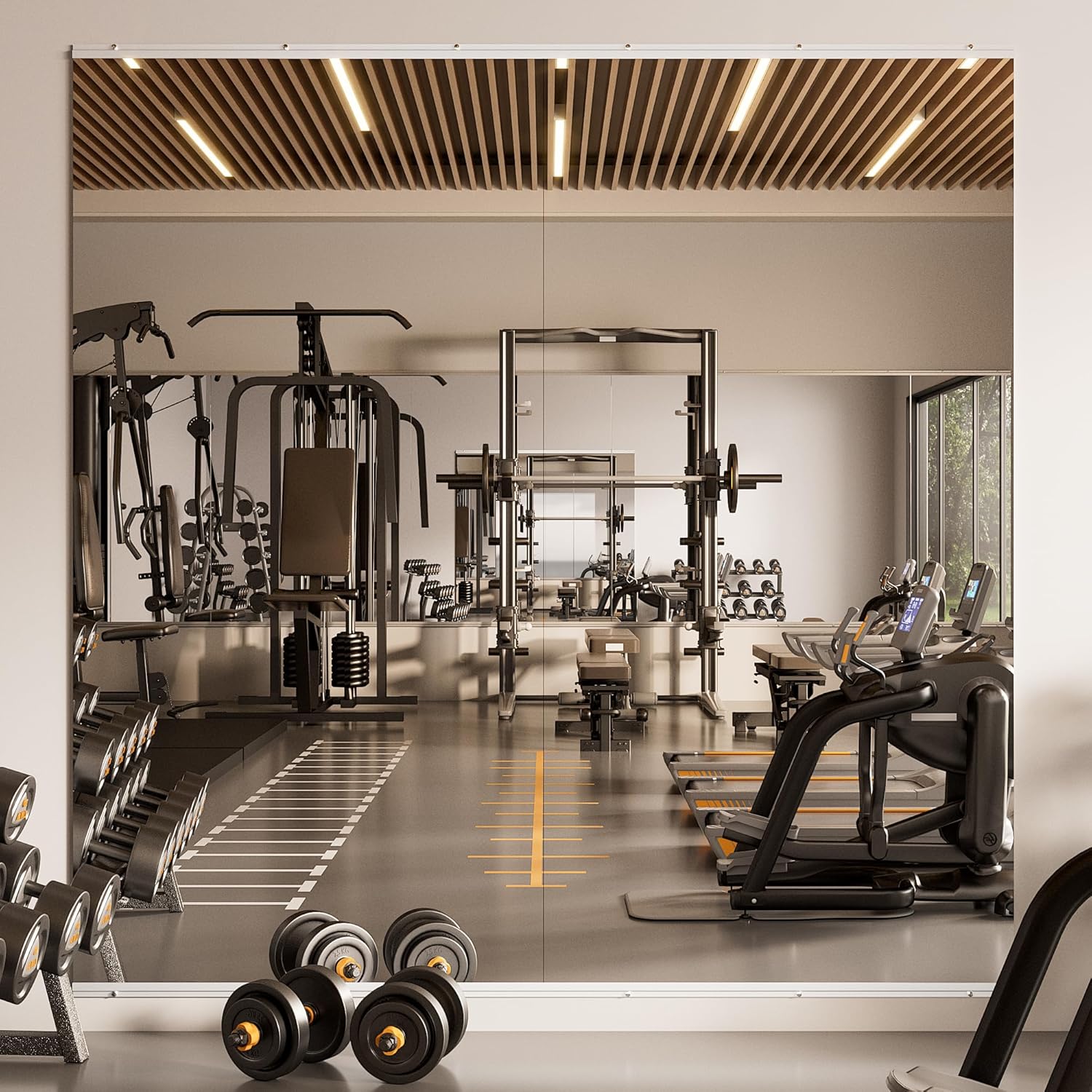 TETOTE Gym Mirrors for Home Gym Wall Large 72' x 36' - 2PCS Workout Exercise Fitness Mirror, Tempered Glass Frameless Full Length Mirror for Garage, Dance Studio, Yoga, Bedroom, Living Room