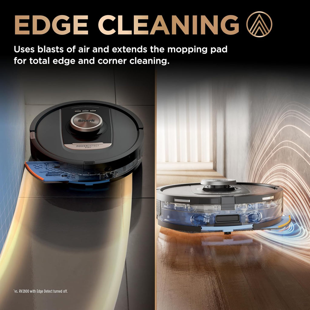 Shark Robot Vacuum & Mop Combo, PowerDetect NeverTouch Pro, Self-Emptying, Self-Refill with Self-Clean Pad Wash & Dry, 60-Day Debris Capacity, 30-Day Refill Tank, 5 Technologies, Black, AV2810ZEBK