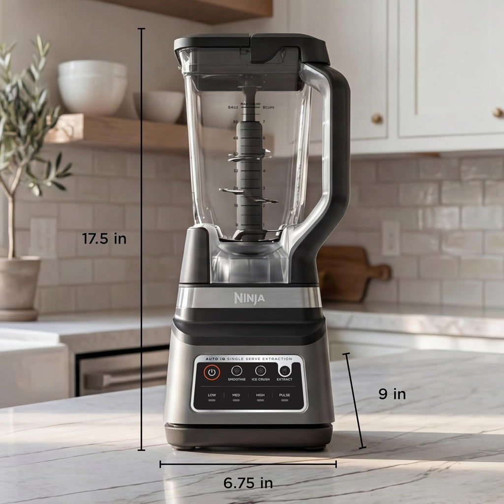 Ninja BN751 Professional Plus DUO Blender, 1400 Peak Watts, 3 Auto-IQ Programs for Smoothies, Frozen Drinks & Nutrient Extractions, 72-oz. Total Crushing Pitcher & (2) 24 oz. To-Go Cups, Black