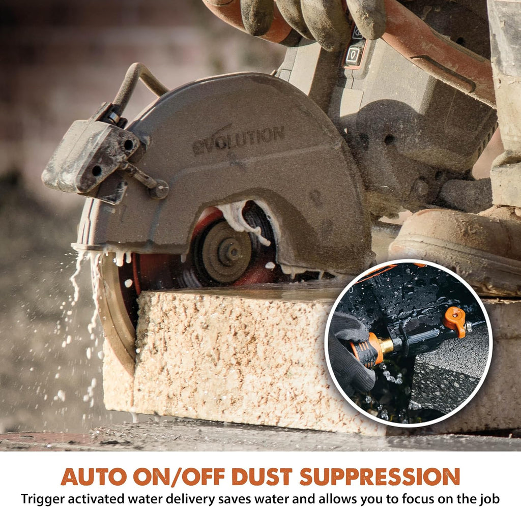 Evolution R10DCT-Li Cordless 10' Concrete Saw | Includes 2x 5Ah Batteries, Dual-Port Charger & EVOMAX Diamond Blade | 4' Cut Depth | Auto Water Dust Suppression | 40V Brushless | Heavy-Duty Cutting